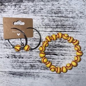 Softball Earrings & Bracelet